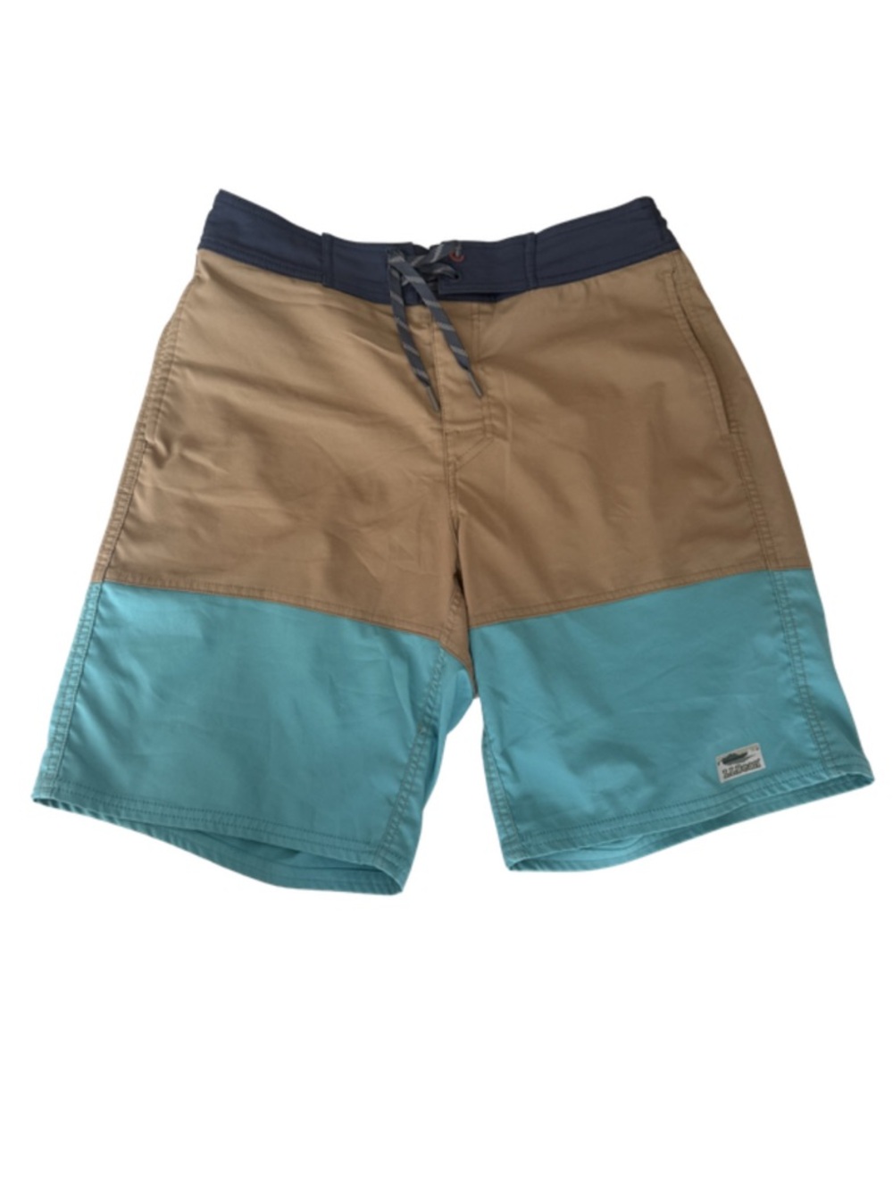 L.L. Bean Board Shorts - Classic Fit 9” inseam- Brown, Teal & Navy Colorblock